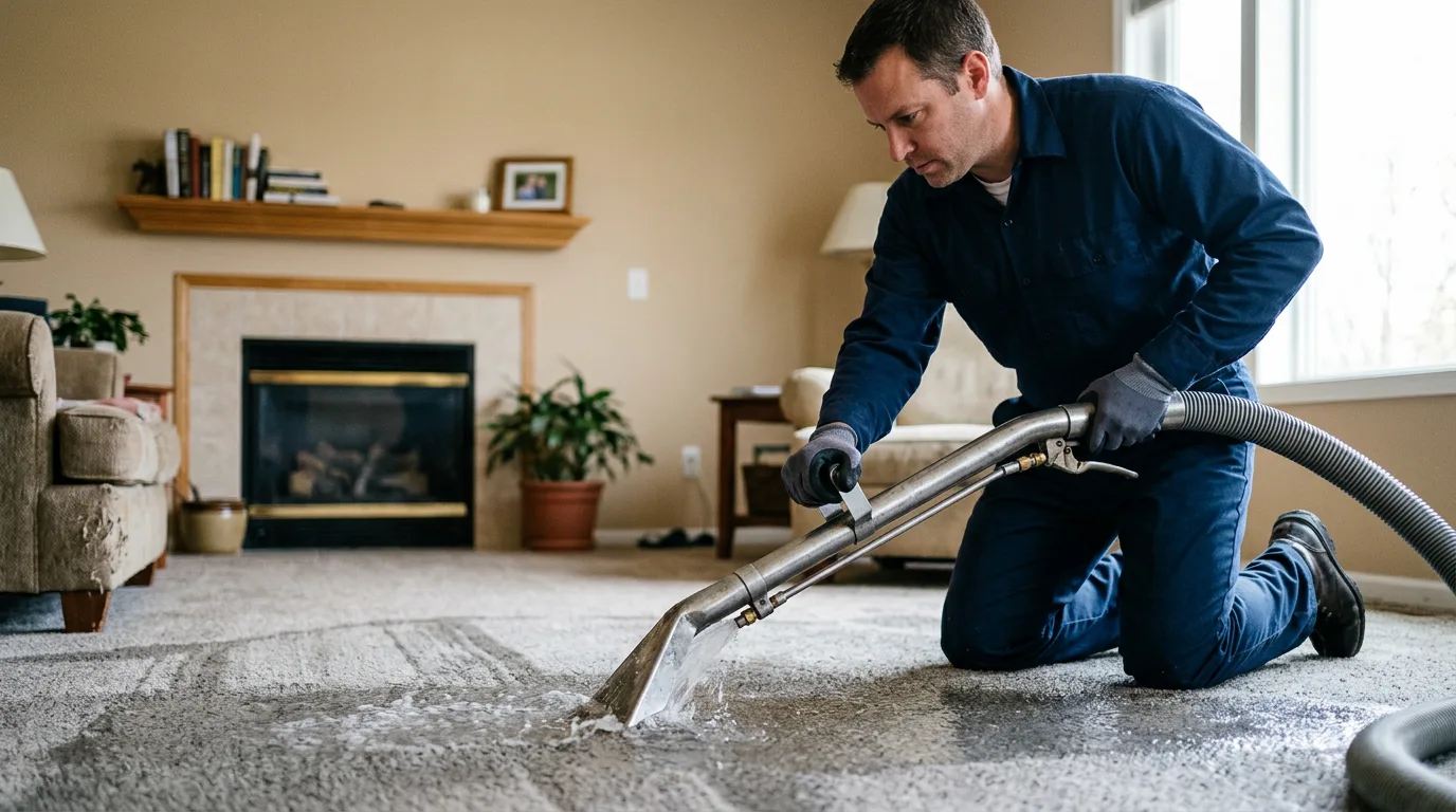 Water damage restoration technician working near Forest Junction, WI
